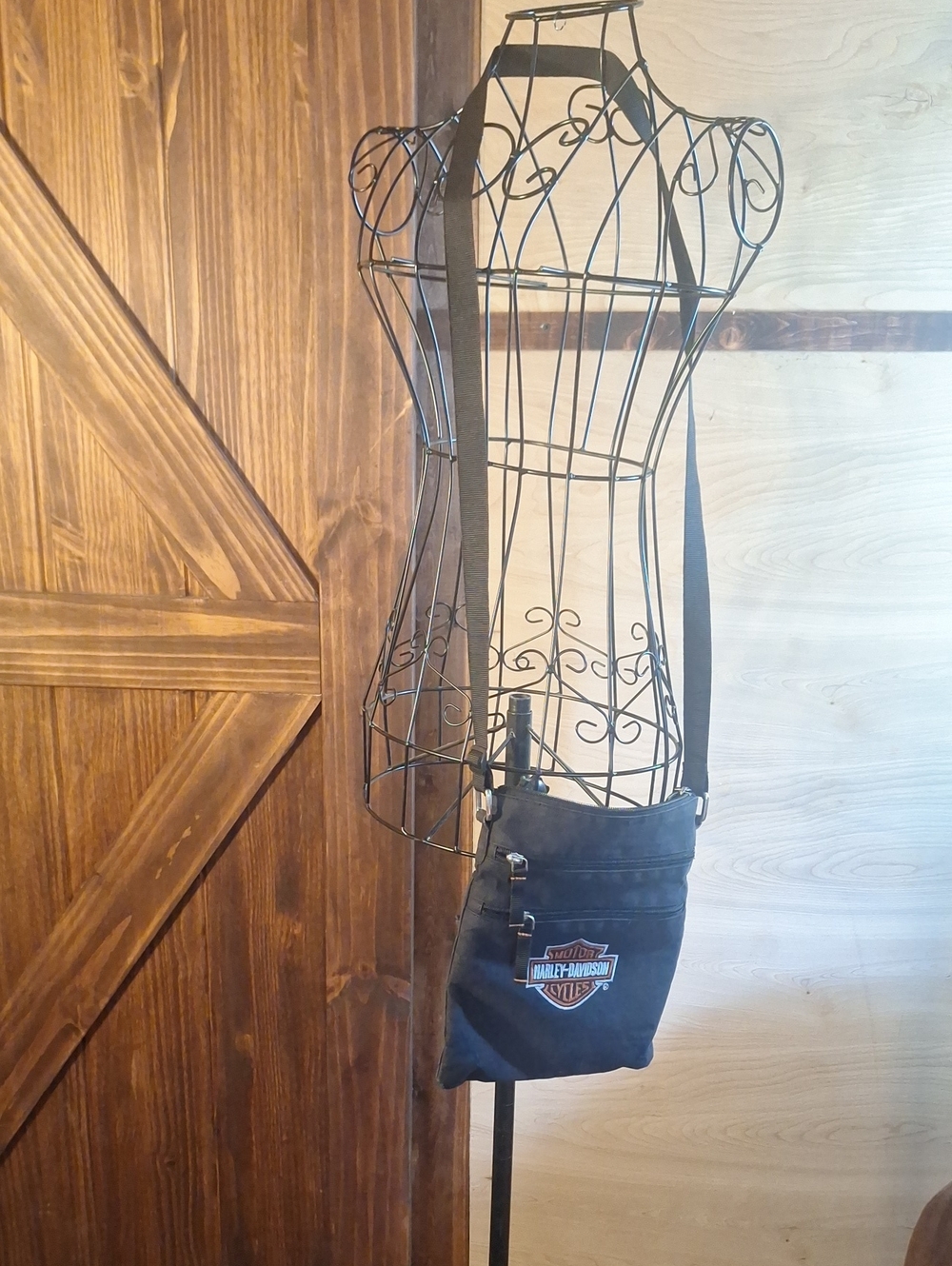 Harley-Davidson Black Canvas Crossbody Messenger Bag with Logo Patch